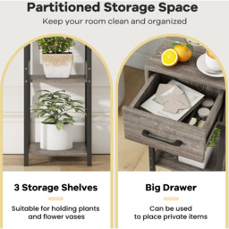 3-Tier Indoor Tall Plant Stand - Grey - thumbnail 4