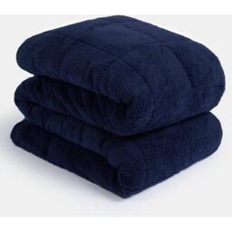 Teddy Fleece Weighted Blanket Throw - Navy Blue / 180cm - thumbnail 4