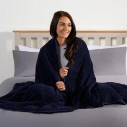 Teddy Fleece Weighted Blanket Throw - Navy Blue / 180cm - thumbnail 3