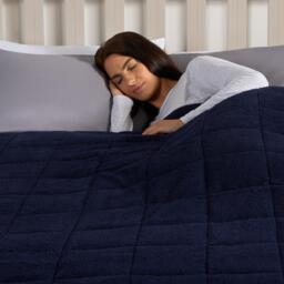 Teddy Fleece Weighted Blanket Throw - Navy Blue / 180cm - thumbnail 2