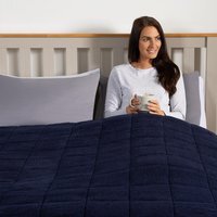 Teddy Fleece Weighted Blanket Throw - Navy Blue / 180cm - thumbnail 1