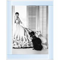 Audrey Hepburn Poodles Glitter Liquid Wall Art Dcor - Silver