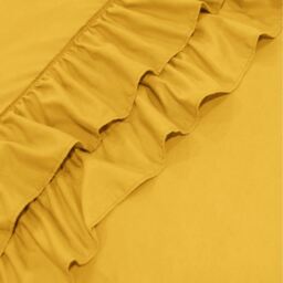 Ruffled Duvet Cover Set 3 Piece Frill Border Quilt Cover with Pillowcases - Ochre / Single - thumbnail 3