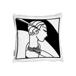 Art Deco Woman Outdoor Cushion - Black / 60cm - thumbnail 2