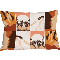 Paper Cut Male  Female Landscape Scenes Cushion - Orange - thumbnail 2