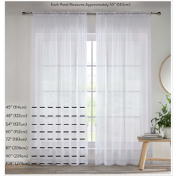 Pair of Crystal White Plain Woven Sheer Voile Panels - White / 137cm - thumbnail 2