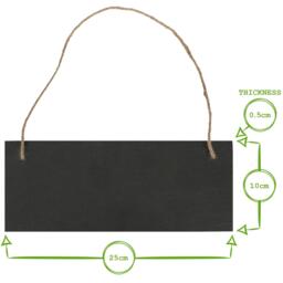 Rectangle Slate Memo Board with Rope - 25cm x 10cm - Black / 2.3kg - thumbnail 3