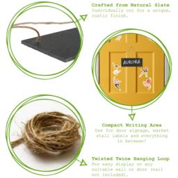 Rectangle Slate Memo Board with Rope - 25cm x 10cm - Black / 2.3kg - thumbnail 2