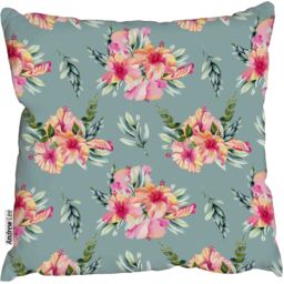 Watercolor hibiscus flowers Outdoor Cushion - Blue / 60cm - thumbnail 2