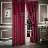 Chenille Panel embellished detail Curtain Pair - Wine / 90in / 72in - image 1
