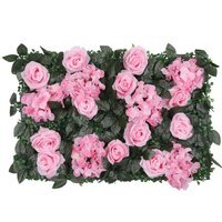 Artificial Flowers Wall Panels - Blush Pink Roses & jasmine with Green Leaves