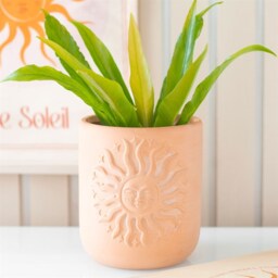 Bohemian Sun Embossed Terracotta Plant Pot - Orange - thumbnail 4