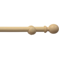 Natural Wooden Eyelet Curtain Pole - Cream / 360cm