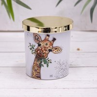 Giraffe Sloth Elephant White Glass Scented Soy Candle - White
