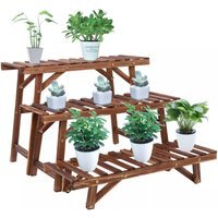 3 Tier Bamboo Indoor Outdoor Living Room Step Plant Stand - Brown