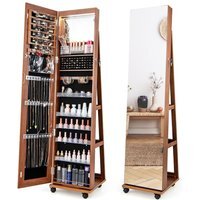Swivel Jewellery Cabinet Lockable Jewellery Armoire - Brown
