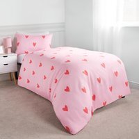 Gingham Heart Reversible Duvet Set - Coral Pink / Single - image 1