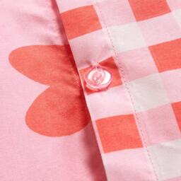 Gingham Heart Reversible Duvet Set - Coral Pink / Single - thumbnail 5