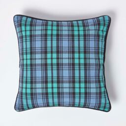 Cotton Black Watch Tartan Cushion Cover - Blue / 45cm - thumbnail 2
