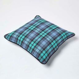 Cotton Black Watch Tartan Cushion Cover - Blue / 45cm - thumbnail 5