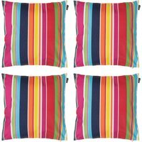 Technicolour Striped Print Outdoor Cushion (Set of 4) - Orange - image 1