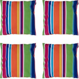 Technicolour Striped Print Outdoor Cushion (Set of 4) - Orange - thumbnail 2