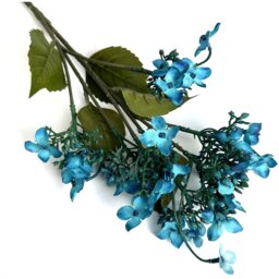 Artificial Wild Hydrangea Flower Stem - Teal - thumbnail 2