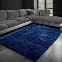 Thick Soft Shaggy Plain High Pile Dream Area Rug - Navy / 160x230