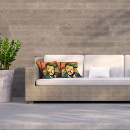 Cubism Art Style, Politician Outdoor Cushion - Orange / 60cm - thumbnail 2
