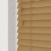 Fine Grain Faux Wood Venetian Blinds with Strings - Sahara Oak / 260cm