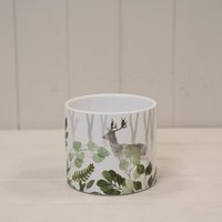 Sturdy White Woodland Stag Pot - Green
