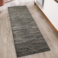 Hamilton Modern Sheen Area Rug - Blocked Bold Geometric Design Rug - Dark Grey / 220cm - image 1