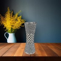Crushed Diamond Stunning Silver Crystal Silver Ceramic Vase Sparkly - Silver / 20cm