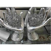 Silver Pair Of Heart In Hands Sparkle Ornament - SILVER