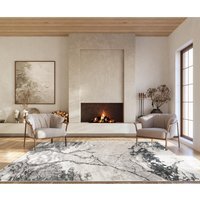 Elysium Modern Abstract Living Room Area Rug Metallic Sheen - Huracan-Grey - Grey / 170cm