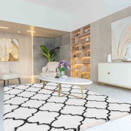 Moroccan Berber Shaggy Rugs Living Room Trellis Design - Stone / 120x170 cm Rectangle - thumbnail 2