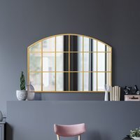 Arcus Overmantle Window Framed Arched Wall Mirror - Gold / 75cm - thumbnail 1