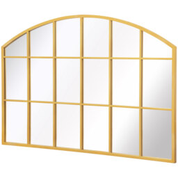 Arcus Overmantle Window Framed Arched Wall Mirror - Gold / 75cm - thumbnail 4