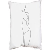Line Art Drawing Of Woman Outdoor Cushion - White - thumbnail 1