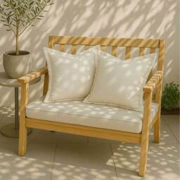 Plain Outdoor Cushion 45 x 45 cm, Set of 2 - Natural - thumbnail 5