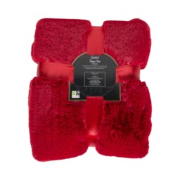Soft Rabbit Faux Fur Throw - Red - thumbnail 2