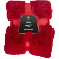 Soft Rabbit Faux Fur Throw - Red - thumbnail 1