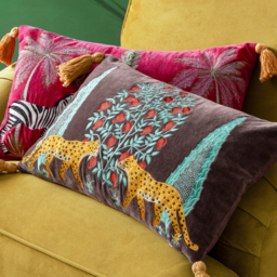 Kalahari Embroidered Velvet Cushion - Multicolour / Polyester - thumbnail 5
