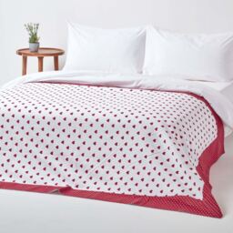 Cotton Heart Decorative Throw Blanket - Red - thumbnail 2