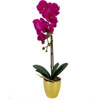 Artificial Orchid Potted - Dark Pink Gold