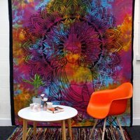 Peaceful Buddha Cotton Bedspread  Wall Hanging - Multi