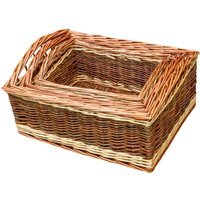 Set of 3 Two Tone Deep Galleon Wicker Trays - Brown