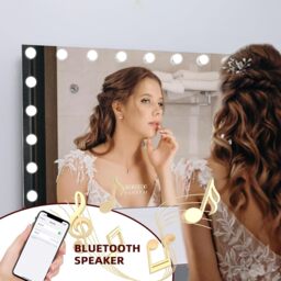 VANITII Mary Hollywood Vanity Makeup Mirror with Bluetooth 18 Dimmable LED Bulbs - Metal White - thumbnail 3