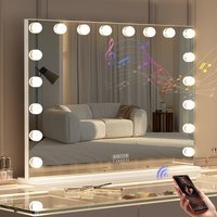VANITII Mary Hollywood Vanity Makeup Mirror with Bluetooth 18 Dimmable LED Bulbs - Metal White - thumbnail 1