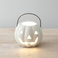 Ceramic Pumpkin Shaped Lantern - White